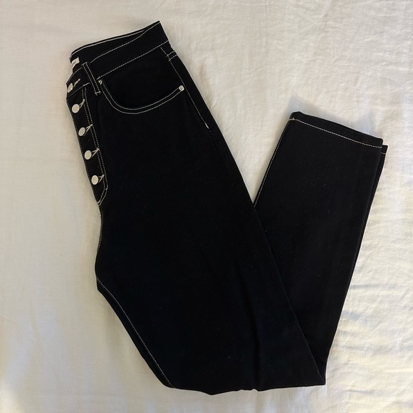 WeWoreWhat The Danielle Straight in Black with White Stiching - Picture 2 of 7